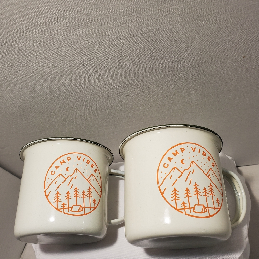 2 Promotional Vibes Ale Camp Vibes Enameled Metal Mugs